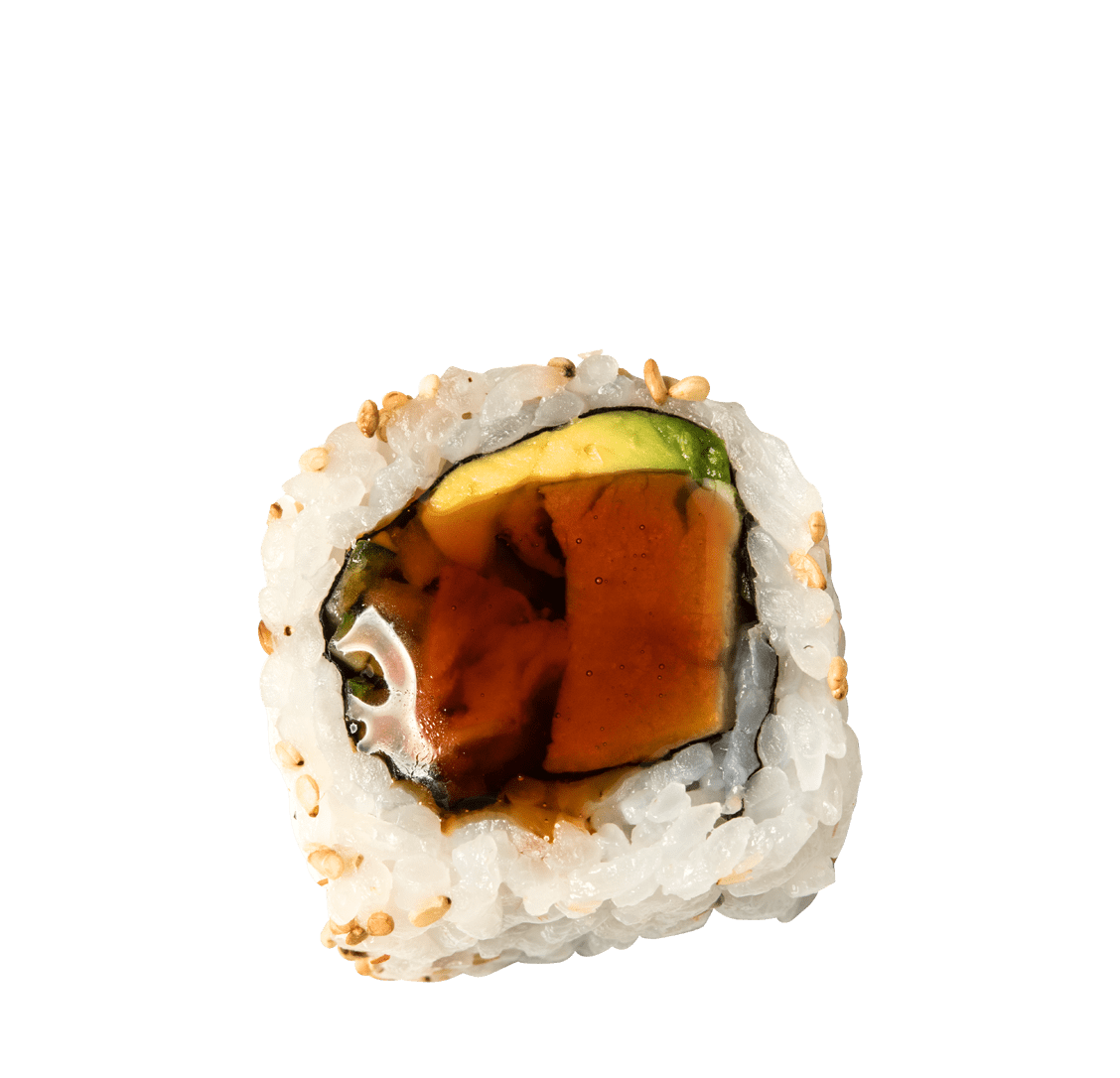 Hühnchen, Gurke, Avocado, Teriyakisauce title=Chicken Teriyaki Roll</br>(10 Stücke)</br>11,00 €