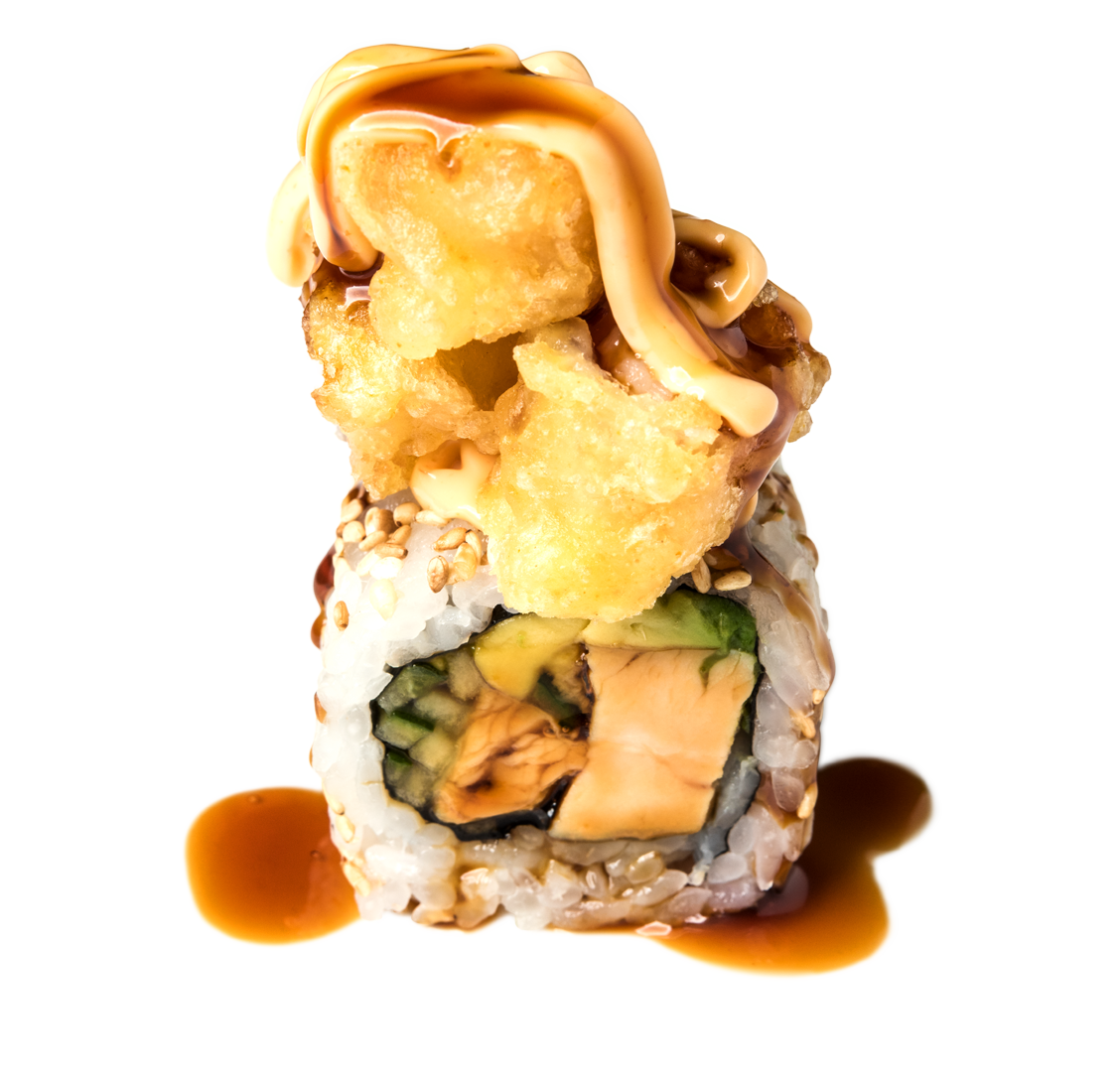 Hühnchen, Avocado,
Garnelen Tempura title=House Special Roll</br>(10 Stücke)</br>15,50 €