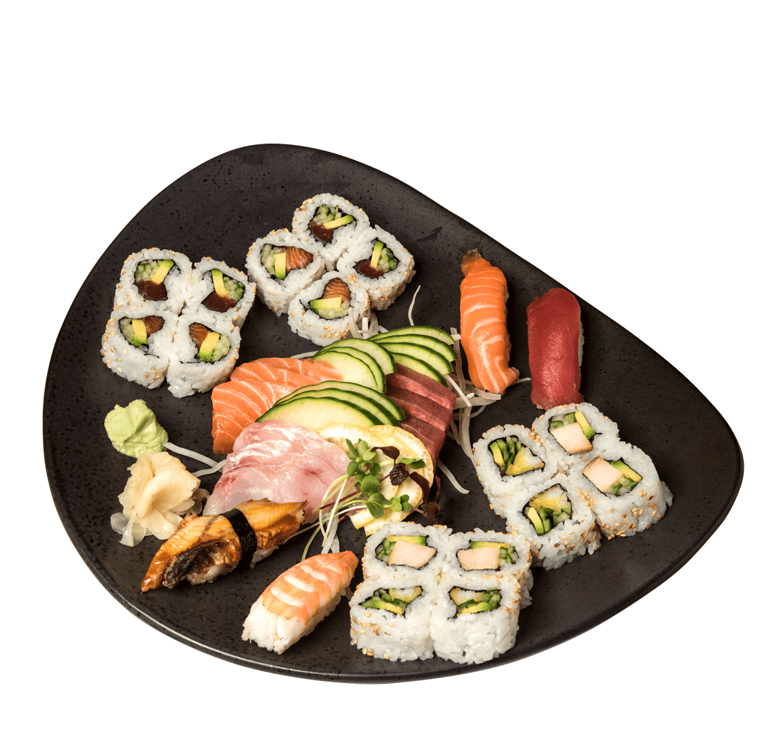 SUSHI-SASHIMI MIX<br/>KLEIN • 1 CALIFORNIA ROLL, 2 NIGIRI, 2 SASHIMI 19,50€ </br> GROSS • 2 CALIFORNIA ROLLS, 4 NIGIRI, 6 SASHIMI 31,00€ title=SUSHI-SASHIMI MIX<br/>KLEIN • 1 CALIFORNIA ROLL, 2 NIGIRI, 2 SASHIMI 19,50€ </br> GROSS • 2 CALIFORNIA ROLLS, 4 NIGIRI, 6 SASHIMI 31,00€