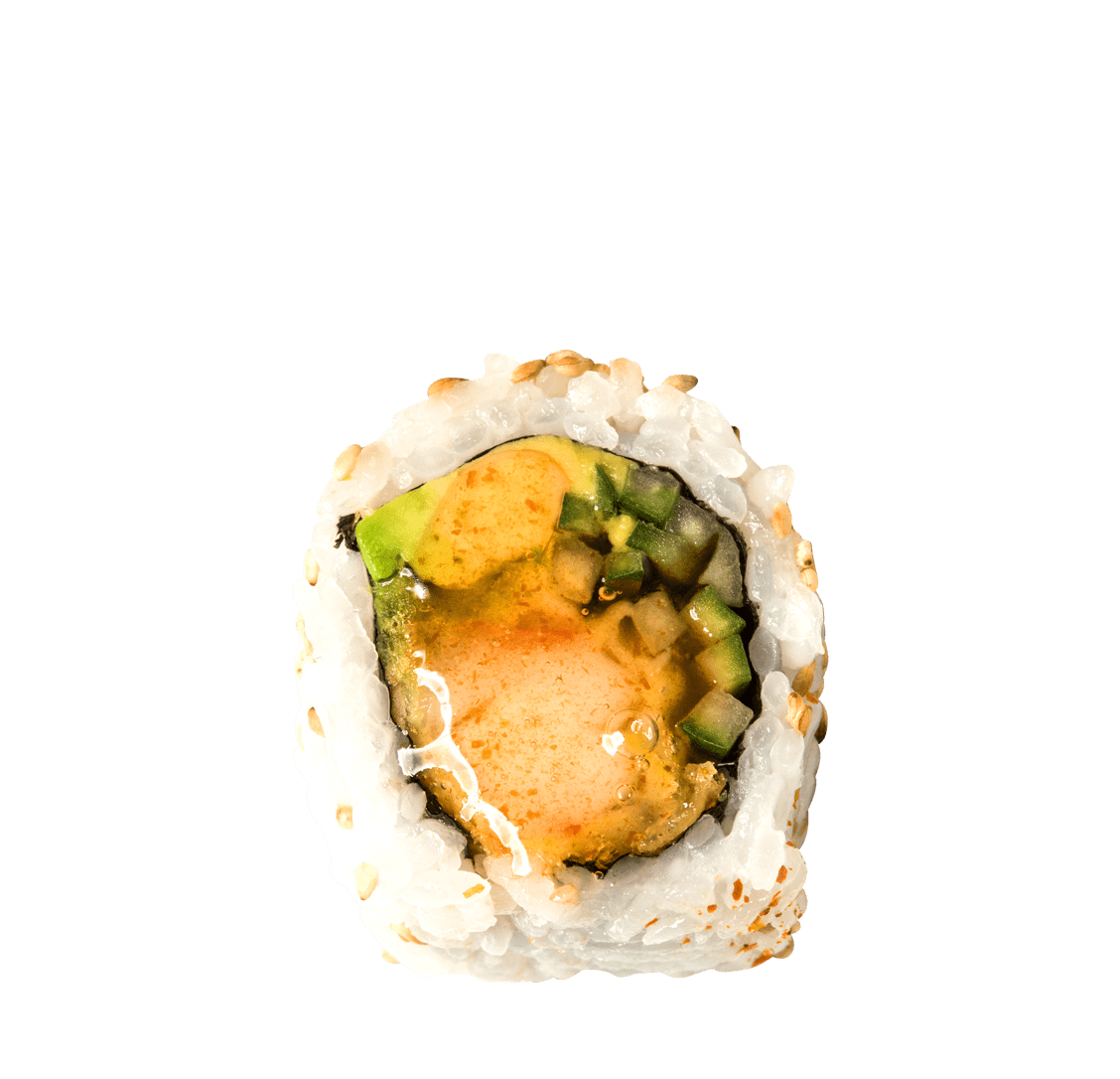 Garnelen Tempura, Avocado, süß-scharfer Sesamsirup title=Sweet Dream Roll</br>(10 Stücke)<br/>12,00 €