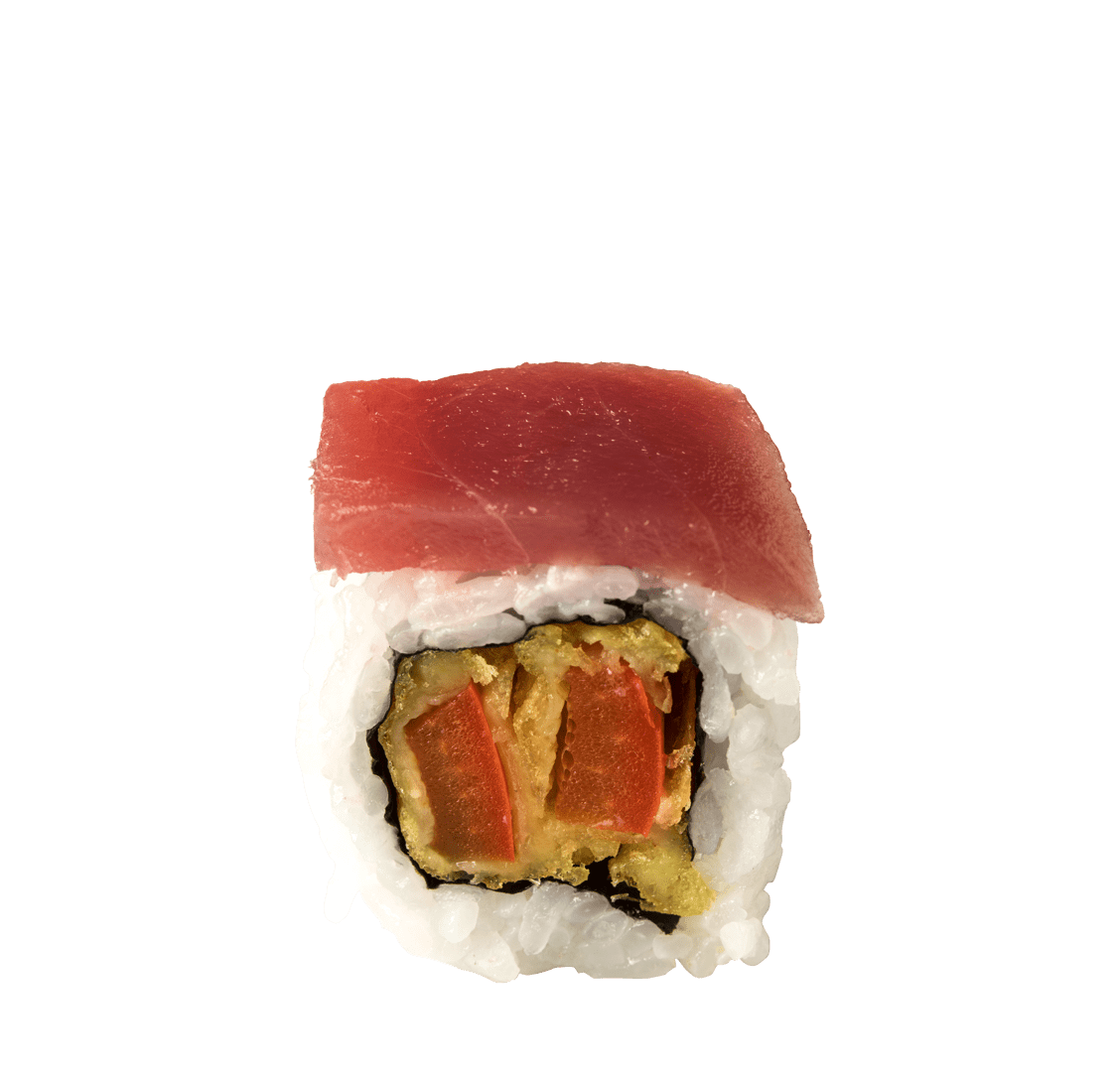 Paprika Tempura, Thunfisch Sashimi, Teriyaki-Balsamico-Sauce title=Sweet Pepper Roll</br>(10 Stücke)<br/>13,00 €